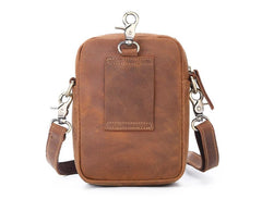 BROWN LEATHER MENS Belt Pouch Belt Bag Waist Bag Mini Side Bag Phone Bag For Men - imessengerbags