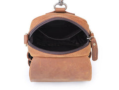 BROWN LEATHER MENS Belt Pouch Belt Bag Waist Bag Mini Side Bag Phone Bag For Men - imessengerbags