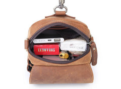 BROWN LEATHER MENS Belt Pouch Belt Bag Waist Bag Mini Side Bag Phone Bag For Men - imessengerbags