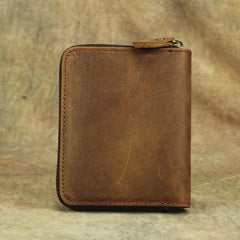 Vintage Bifold Leather Men's Zipper Small Wallet billfold Zipper Wallet For Men - imessengerbags