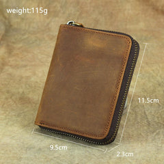 Vintage Bifold Leather Men's Zipper Small Wallet billfold Zipper Wallet For Men - imessengerbags