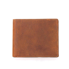 Slim Brown Leather Men's Bifold Small Wallet billfold Front Pocket Wallet For Men - imessengerbags