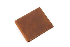 Slim Brown Leather Men's Bifold Small Wallet billfold Front Pocket Wallet For Men - imessengerbags