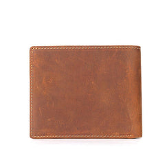 Slim Brown Leather Men's Bifold Small Wallet billfold Front Pocket Wallet For Men - imessengerbags