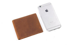 Slim Brown Leather Men's Bifold Small Wallet billfold Front Pocket Wallet For Men - imessengerbags