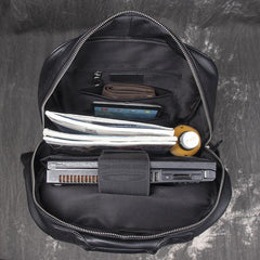 Cool Black Leather Mens Backpacks 15inch Laptop Backpacks School Backpack for Men - imessengerbags