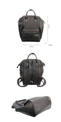 Cool Black Leather Mens Travel Backpack Work Handbag Briefcase Work Backpack For Men - imessengerbags