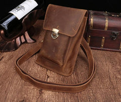 Brown Leather Small Belt Pouch Belt Bag Small Shoulder Bag Side Bag For Men