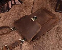 Brown Leather Small Belt Pouch Belt Bag Small Shoulder Bag Side Bag For Men