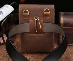 Brown Leather Small Belt Pouch Belt Bag Small Shoulder Bag Side Bag For Men