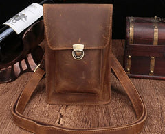 Brown Leather Small Belt Pouch Belt Bag Small Shoulder Bag Side Bag For Men