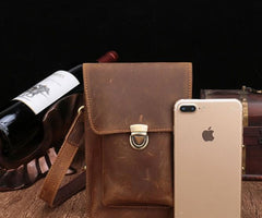 Brown Leather Small Belt Pouch Belt Bag Small Shoulder Bag Side Bag For Men