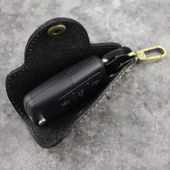 Cool Black Leather Men's Key Wallet Car Key Red Holder Key Holder For Men - imessengerbags