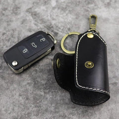 Cool Black Leather Men's Key Wallet Car Key Red Holder Key Holder For Men - imessengerbags
