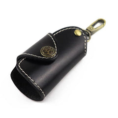 Cool Black Leather Men's Key Wallet Car Key Red Holder Key Holder For Men - imessengerbags