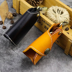 Cool Black Leather Men's Key Wallet Car Key Red Holder Key Holder For Men - imessengerbags