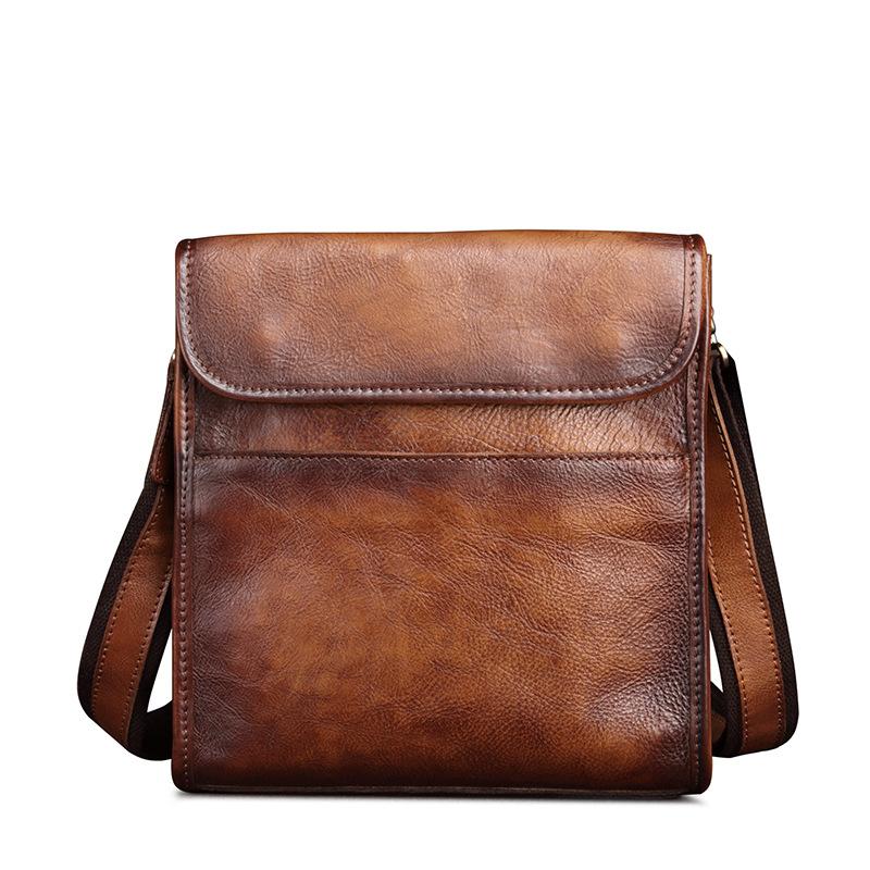 Crossbody Bag Men's Shoulder Bag Vintage Leather Vertical Hand Business  Men's Casual Leather Bag Satchel Bag For Men