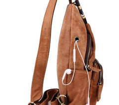 Cool Camel Leather Chest Bag Sling Bag Sling Crossbody Bags For Men - imessengerbags