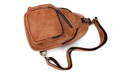 Cool Camel Leather Chest Bag Sling Bag Sling Crossbody Bags For Men - imessengerbags