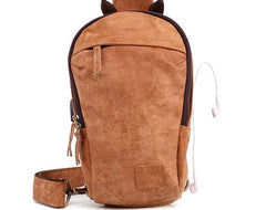 Cool Brown Mens Leather One Shoulder Backpack Chest Bag Sling Bag For Men
