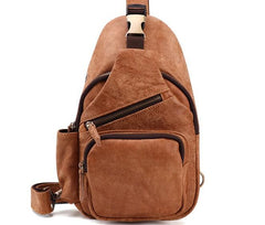 Cool Camel Leather Chest Bag Sling Bag Sling Crossbody Bags For Men - imessengerbags