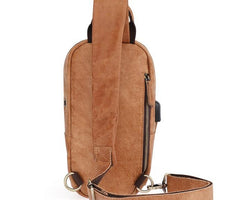 Cool Brown Mens Leather One Shoulder Backpack Chest Bag Sling Bag For Men