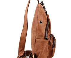 Cool Camel Leather Chest Bag Sling Bag Sling Crossbody Bags For Men - imessengerbags