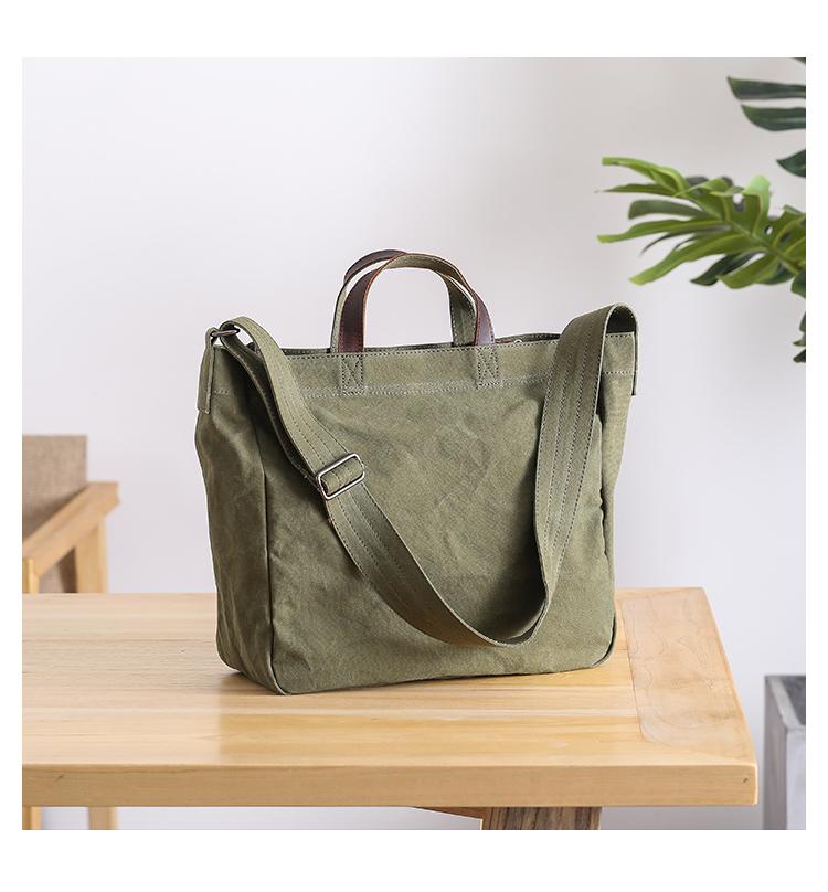 Small Messenger Canvas Tote Bag with Long Straps