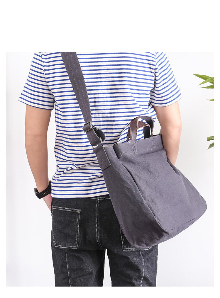 Small Messenger Canvas Tote Bag with Long Straps