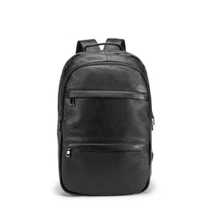 Black Cool Mens Leather College Backpack Laptop Backpack Black Travel Backpack for Men - imessengerbags