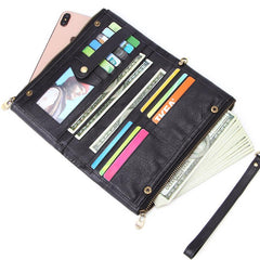 Fashion Black Leather Men's Bifold Long Wallet Brown Wristlet Wallet Clutch Wallet For Men - imessengerbags