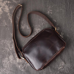 Cool Brown Leather Men's Small Shoulder Bag Messenger Bag Side Bag For Men - imessengerbags