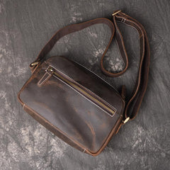 Cool Brown Leather Men's Small Shoulder Bag Messenger Bag Side Bag For Men - imessengerbags
