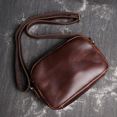 Cool Brown Leather Men's Small Shoulder Bag Messenger Bag Side Bag For Men - imessengerbags