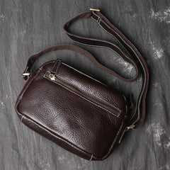 Cool Brown Leather Men's Small Shoulder Bag Messenger Bag Side Bag For Men - imessengerbags