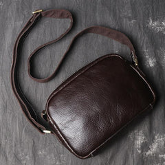 Cool Brown Leather Men's Small Shoulder Bag Messenger Bag Side Bag For Men - imessengerbags