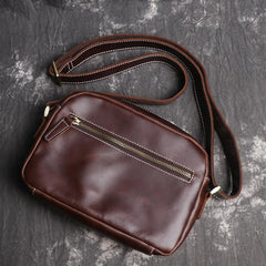 Cool Brown Leather Men's Small Shoulder Bag Messenger Bag Side Bag For Men - imessengerbags