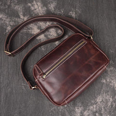 Cool Brown Leather Men's Small Shoulder Bag Messenger Bag Side Bag For Men - imessengerbags