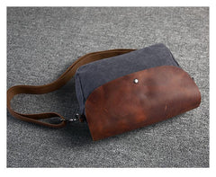 Casual Waxed Canvas Leather Mens MIni Side Bag Gray Courier Bag Messenger Bag for Men - imessengerbags