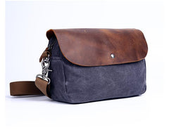 Casual Waxed Canvas Leather Mens MIni Side Bag Gray Courier Bag Messenger Bag for Men - imessengerbags