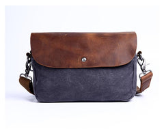 Casual Waxed Canvas Leather Mens MIni Side Bag Gray Courier Bag Messenger Bag for Men - imessengerbags