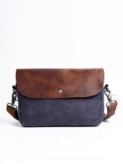 Casual Waxed Canvas Leather Mens MIni Side Bag Gray Courier Bag Messenger Bag for Men - imessengerbags