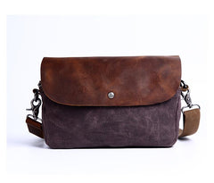 Casual Waxed Canvas Leather Mens MIni Side Bag Gray Courier Bag Messenger Bag for Men - imessengerbags
