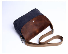 Casual Waxed Canvas Leather Mens MIni Side Bag Gray Courier Bag Messenger Bag for Men - imessengerbags
