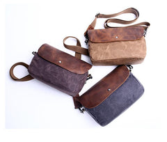 Casual Waxed Canvas Leather Mens MIni Side Bag Gray Courier Bag Messenger Bag for Men - imessengerbags