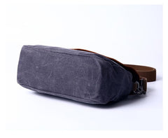 Casual Waxed Canvas Leather Mens MIni Side Bag Gray Courier Bag Messenger Bag for Men - imessengerbags
