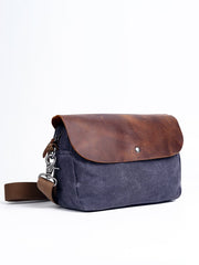 Casual Waxed Canvas Leather Mens MIni Side Bag Gray Courier Bag Messenger Bag for Men - imessengerbags