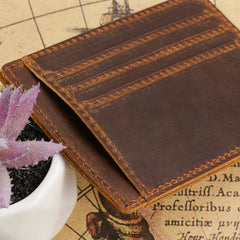 VINTAGE BROWN LEATHER MEN'S FRONT POCKET WALLETs BLACK SLIM CARD billfold WALLET SMALL WALLET FOR MEN - imessengerbags