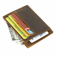 VINTAGE BROWN LEATHER MEN'S FRONT POCKET WALLETs BLACK SLIM CARD billfold WALLET SMALL WALLET FOR MEN - imessengerbags