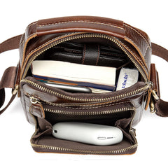 Fashion Brown Leather Men's Small Vertical Courier Bag Messenger Bag Side Bag For Men - imessengerbags
